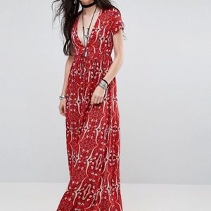 NWT ASOS Red Paisley Print Maxi Dress